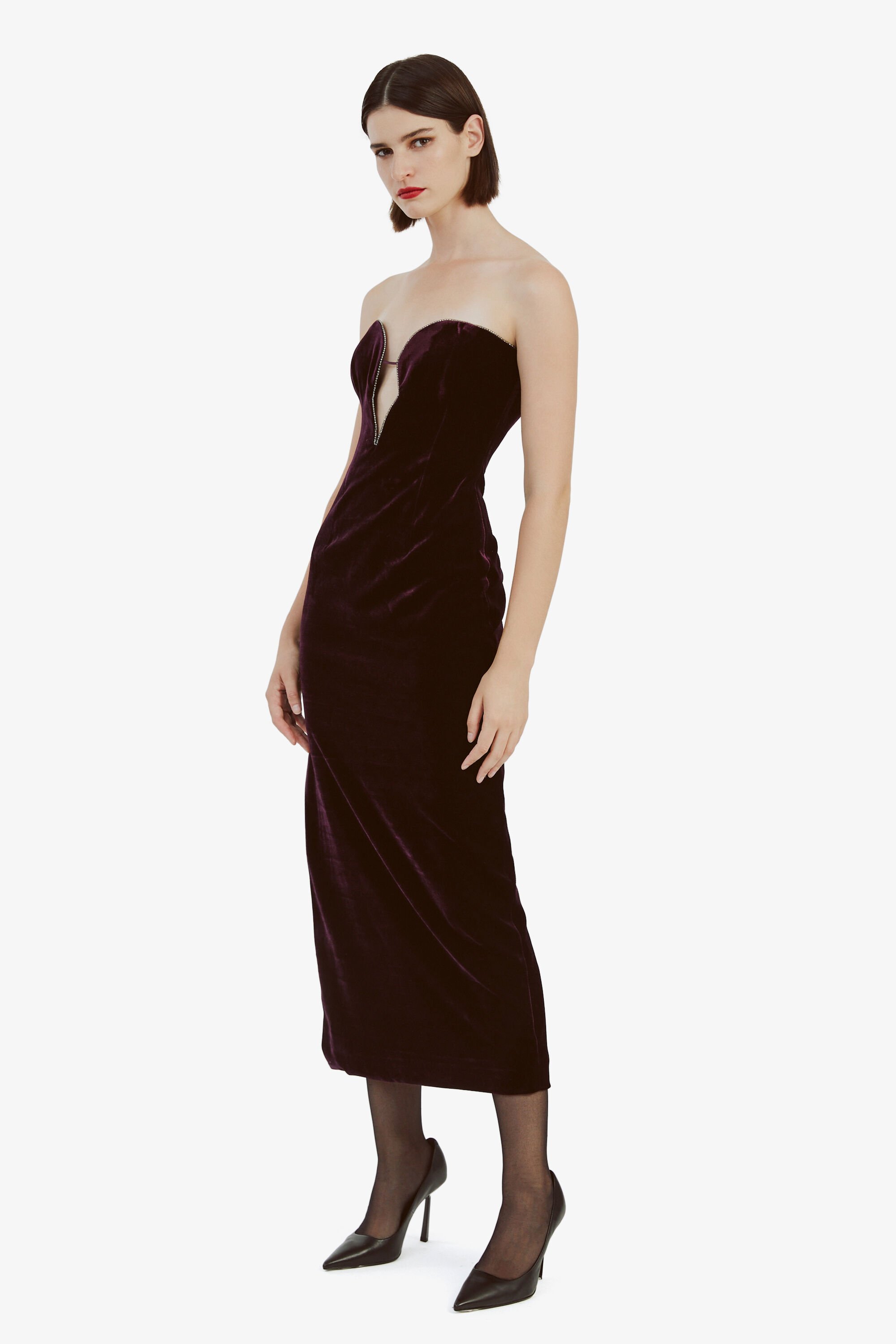 今 話題 の 人気 商品 Lilah Bardot | Purple Drk In Dress Midi Velour 帽子