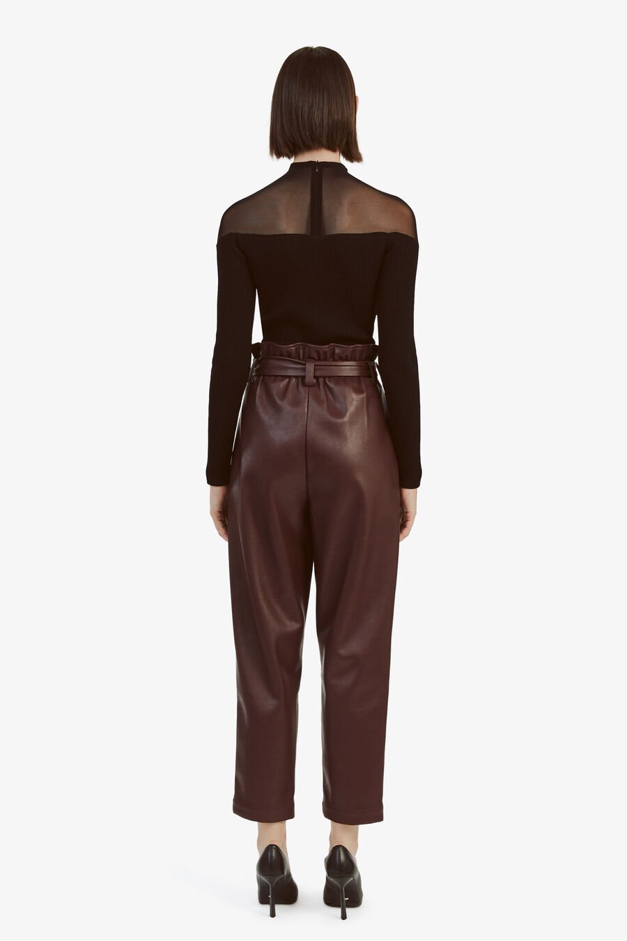 DEBBIE VEGAN LEATHER PANT in colour DEEP PLUM