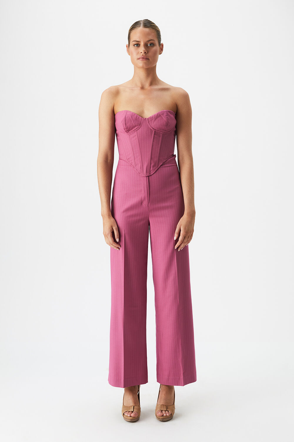PIN STRIPE BUSTIER in colour WILD ORCHID