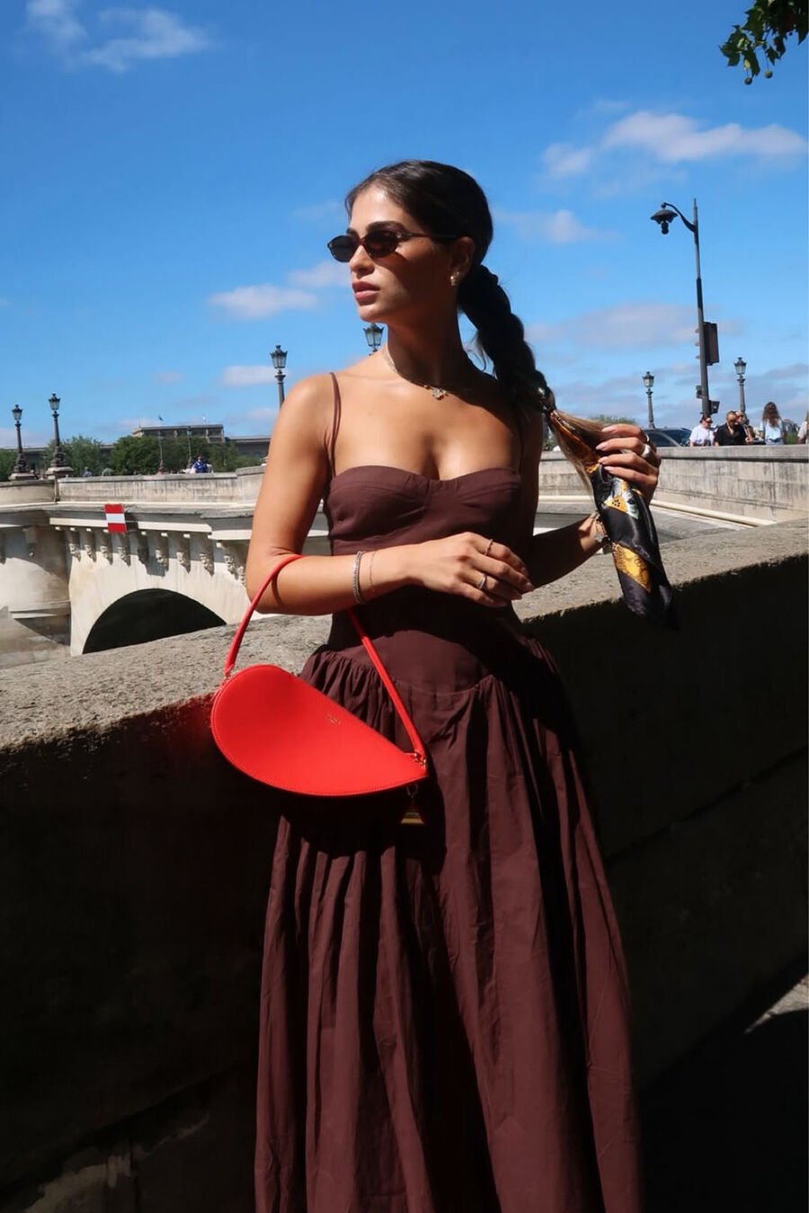 ESTIE COTTON MAXI DRESS in colour CHOCOLATE