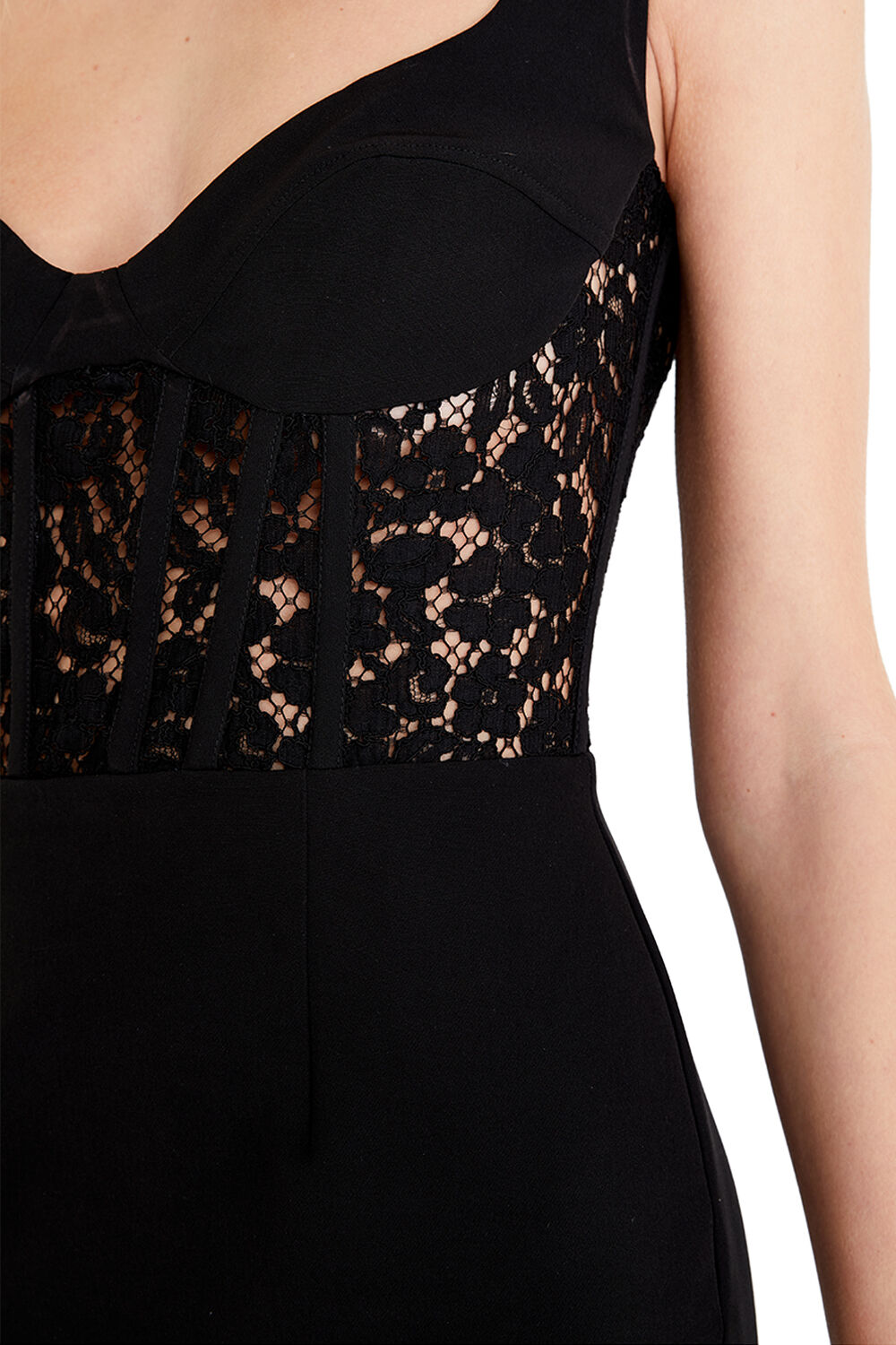 Black lace panel dress cheap
