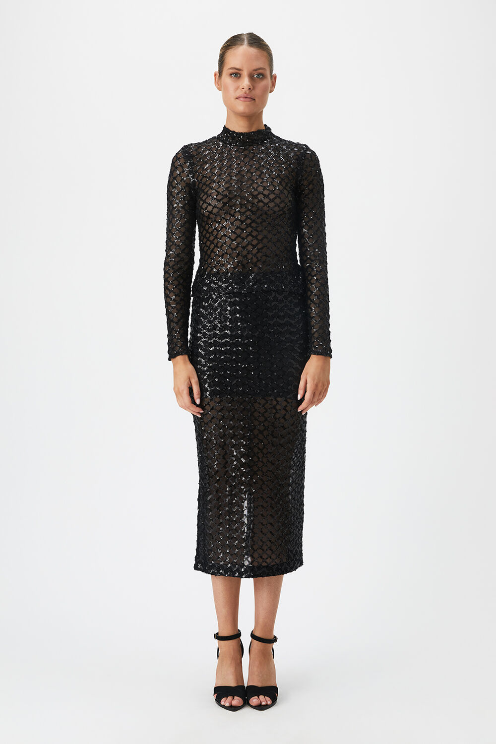 Sequin mesh on sale midi skirt