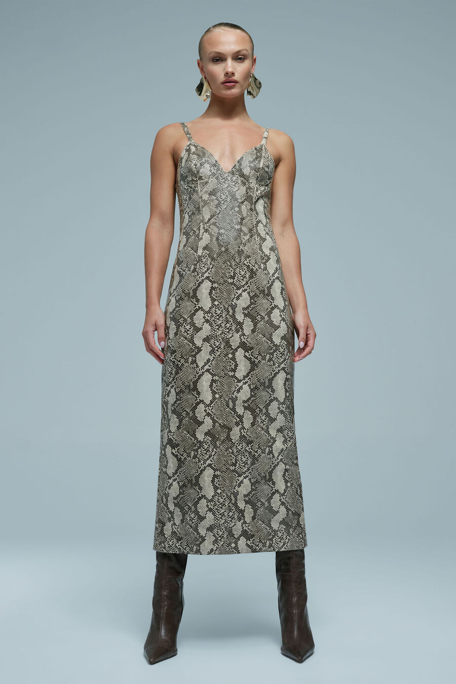 ESTINE FAUX SNAKESKIN DRESS in colour Snake