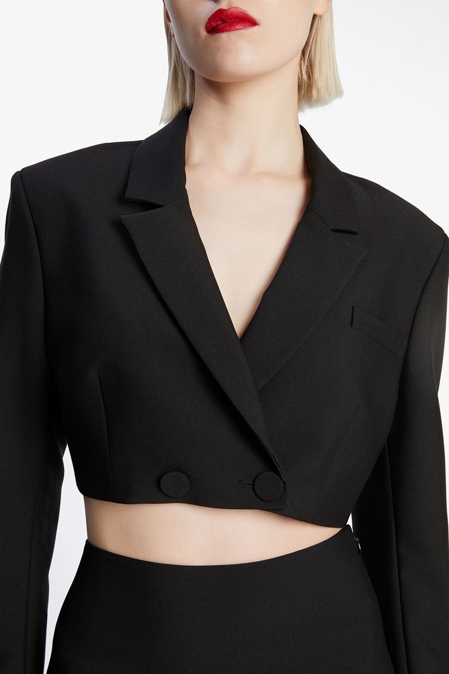 AVER CROPPED BLAZER in colour BLACK