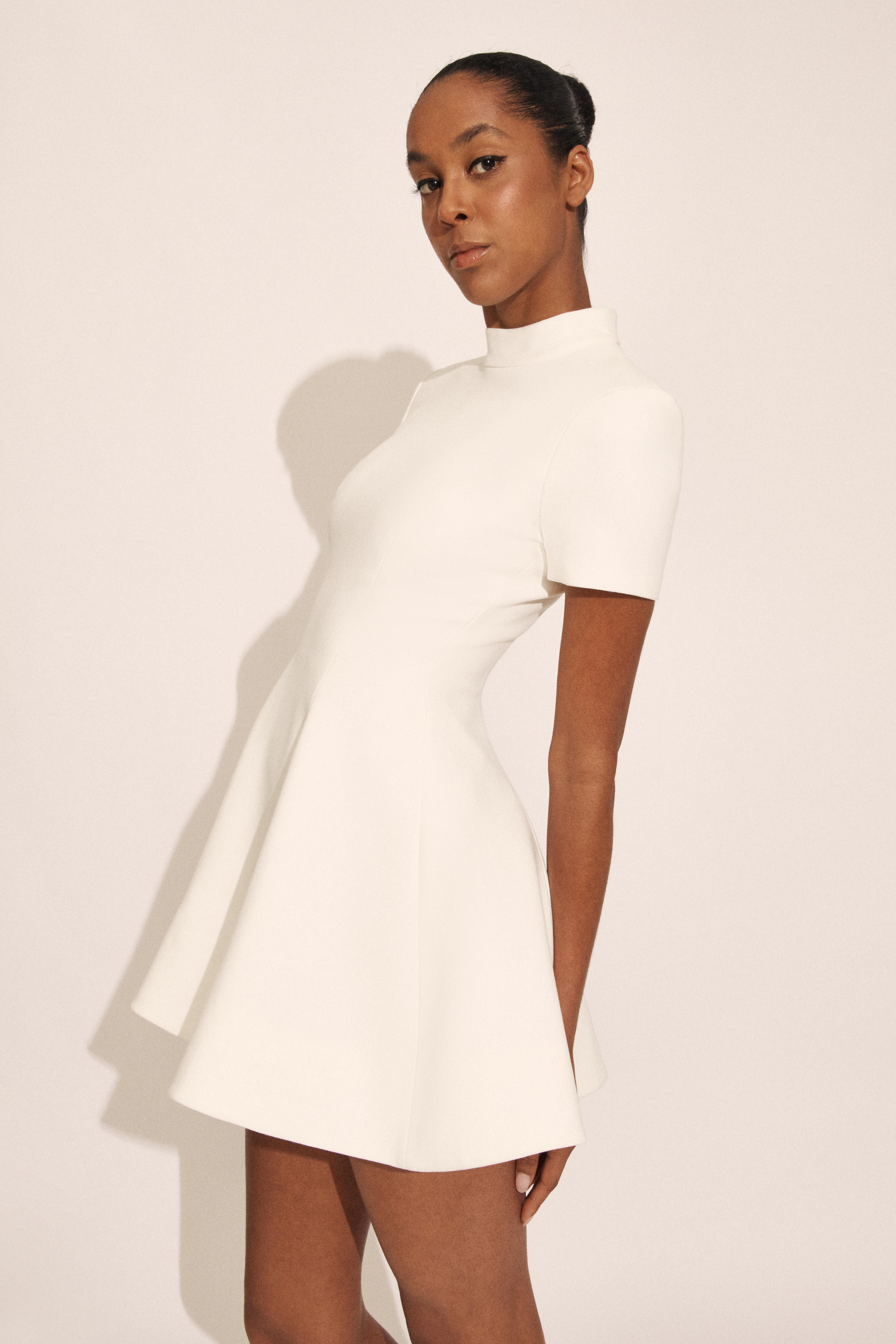Zephyra Collar Mini Dress In Orchid White | Bardot