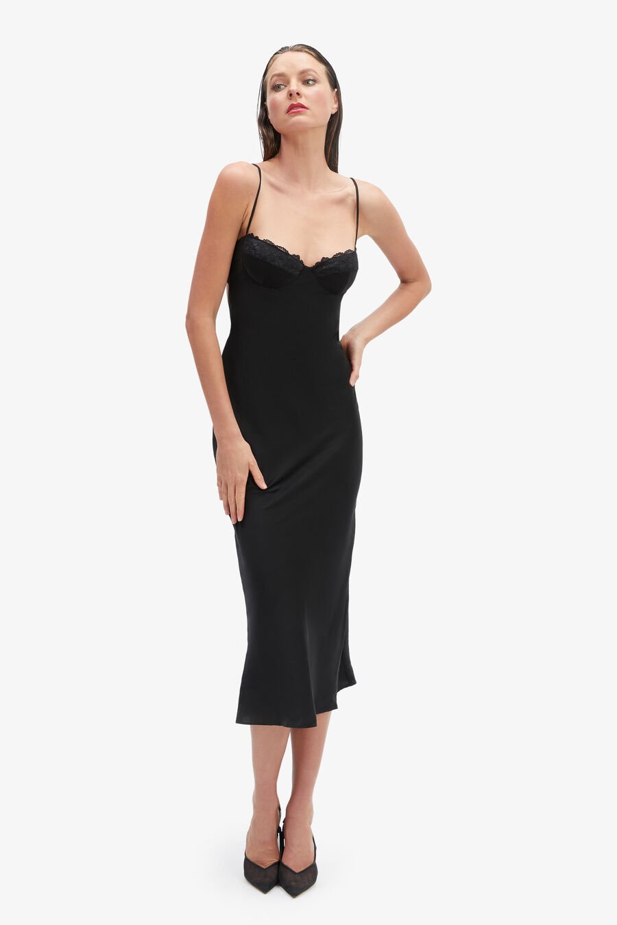 SABINA MIDI DRESS in colour BLACK