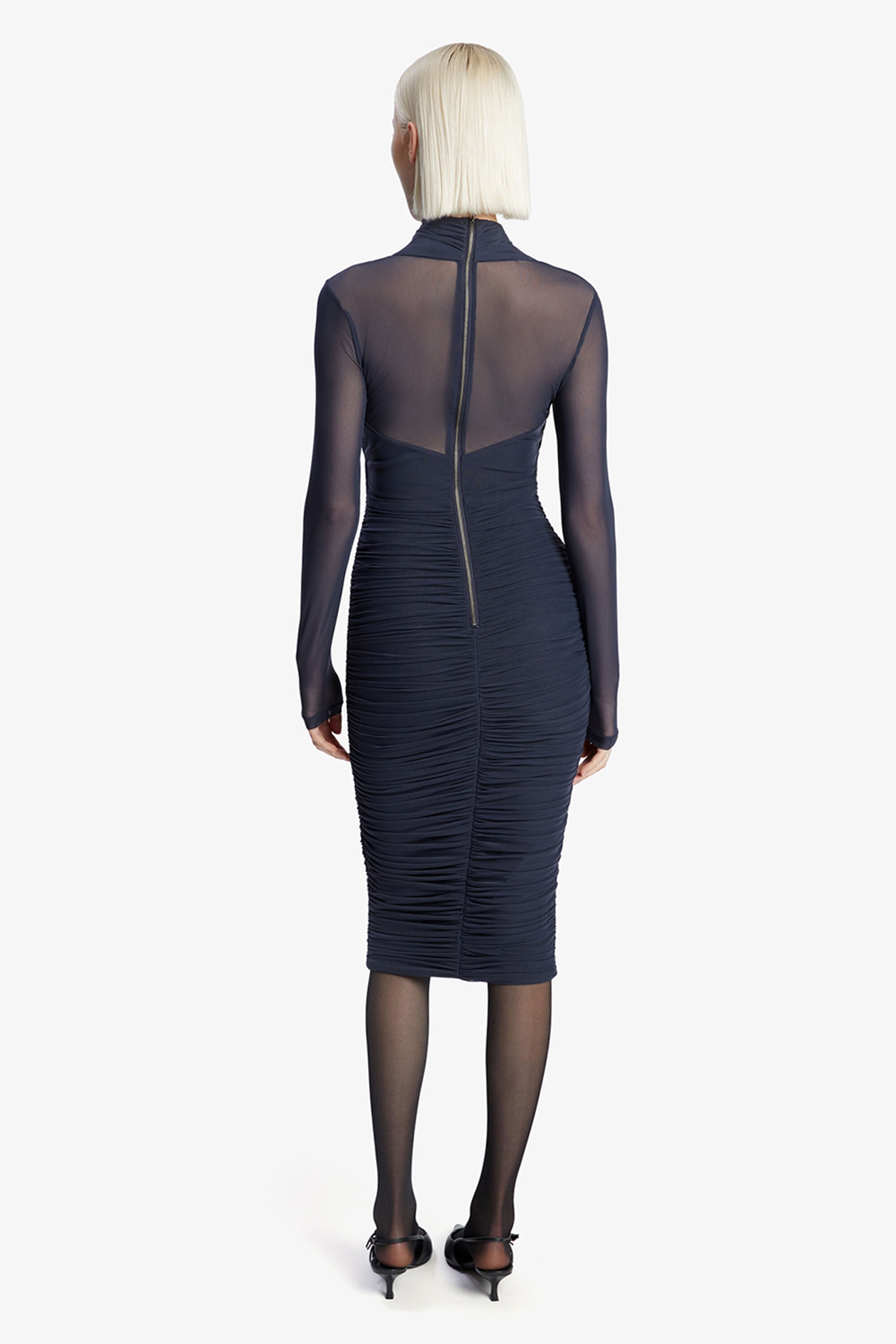 blue midi dress near me Blue Ribbed Knit Diamante Midi Dress – self-portrait-US