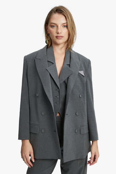 PIN STRIPE CLASSIC BLAZER in colour FROST GRAY