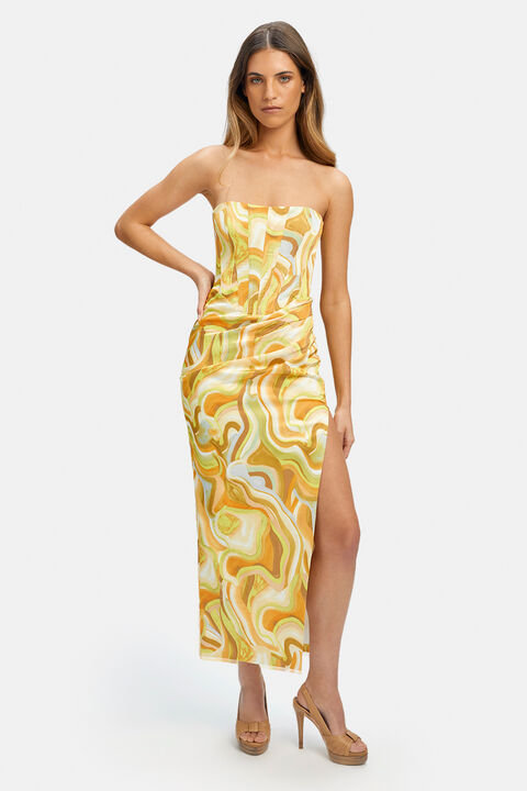 TIANI MIDI DRESS in colour SPECTRA YELLOW