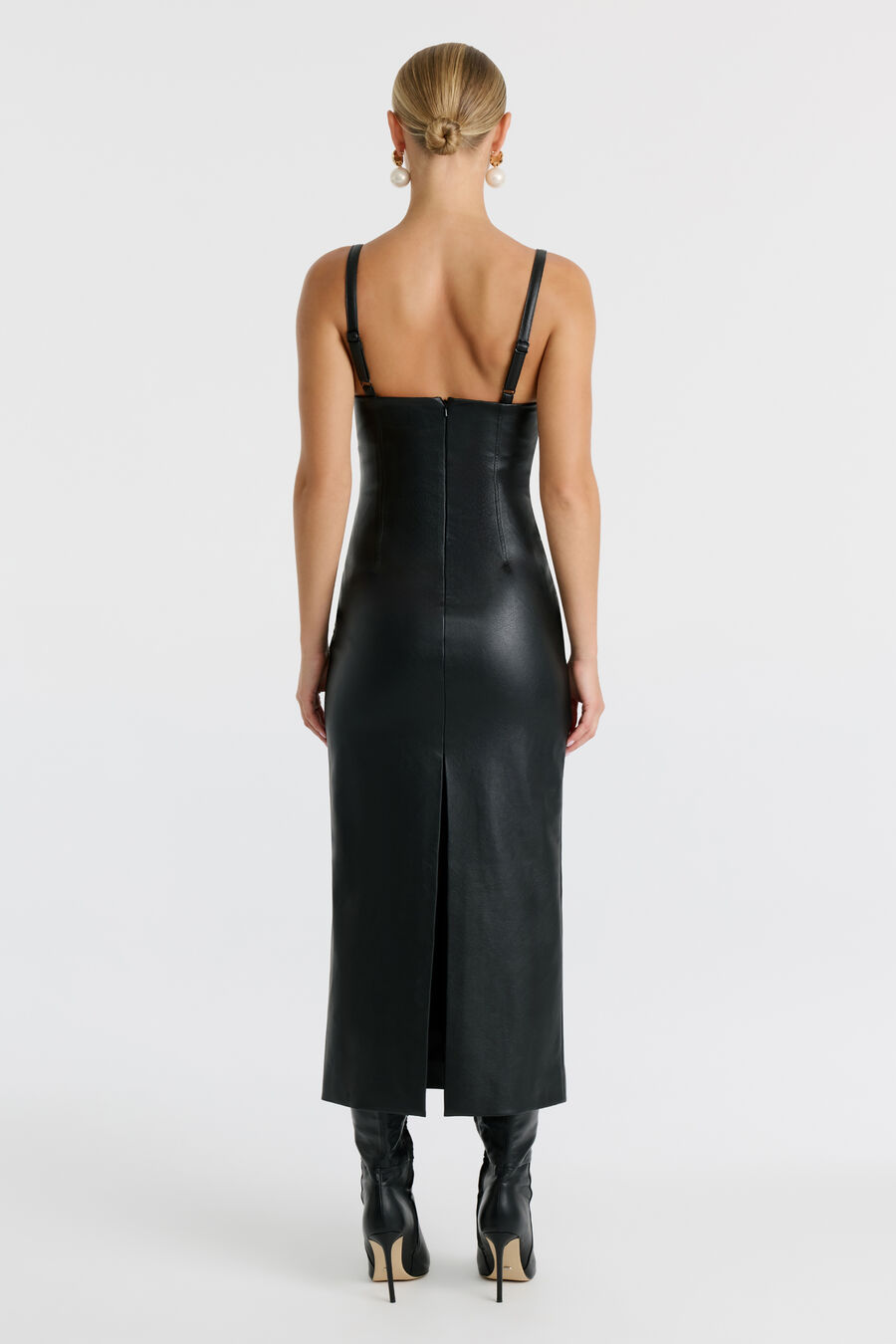 ESTINE VEGAN LEATHER DRESS in colour Black