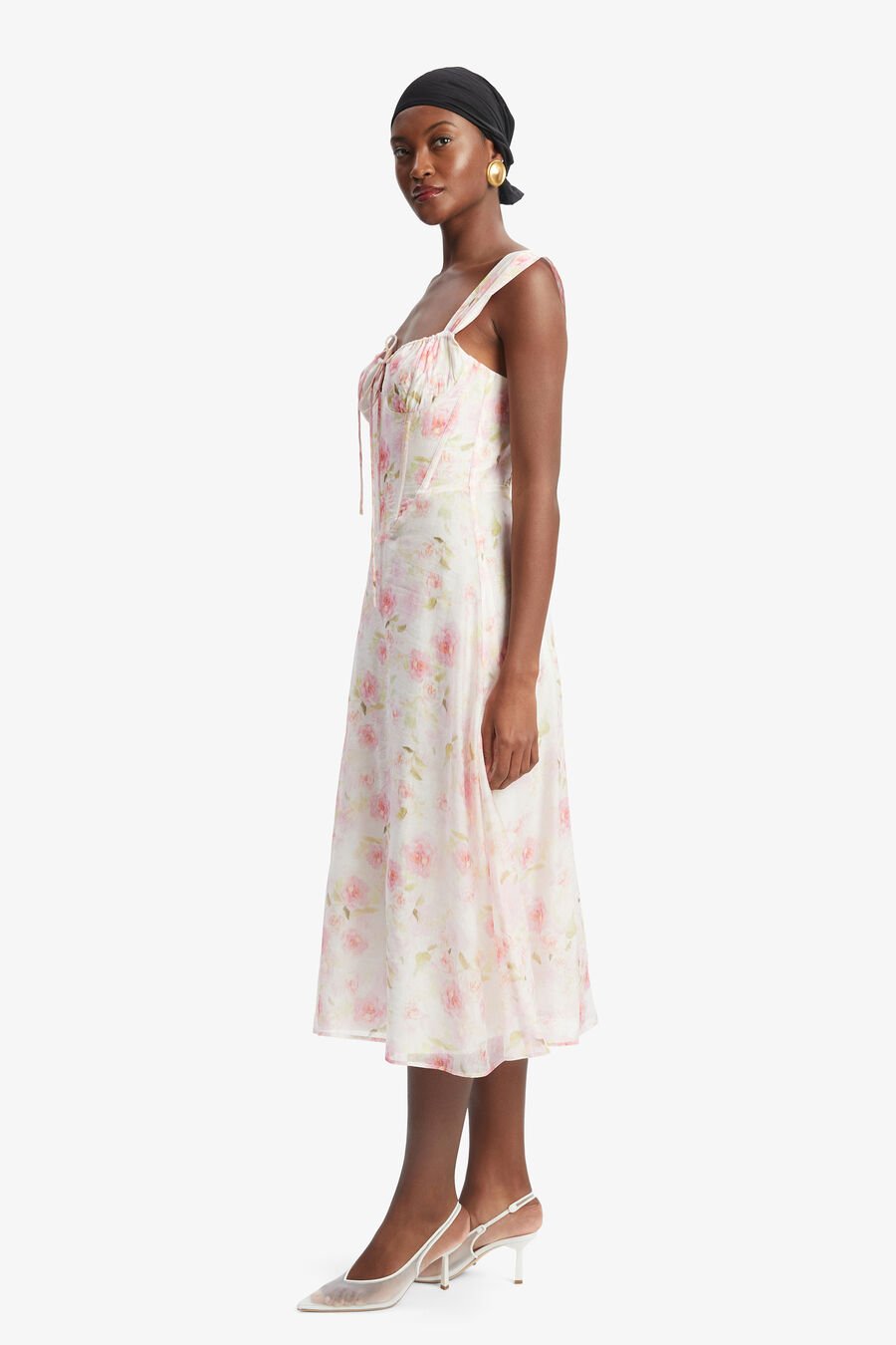 ESRA PRINTED MIDI DRESS in colour Pink Floral