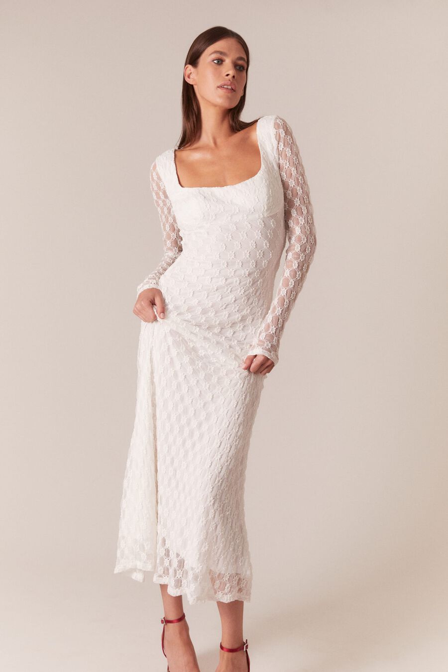 Bardot Adoni Lace Midi Dress White Bardot Adoni Lace Midi Dress White