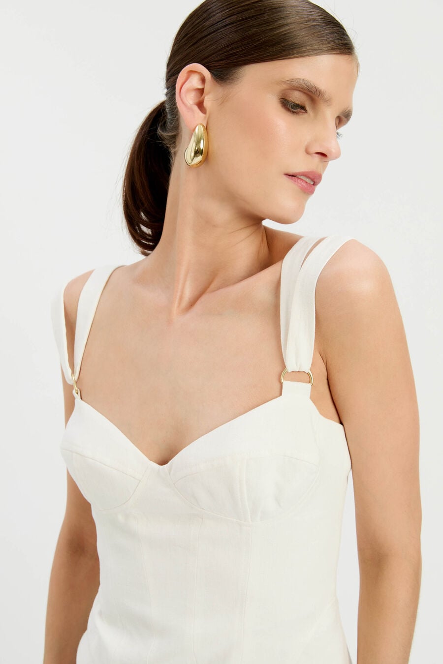 SERAFINA LINEN CORSET TOP in colour Ivory