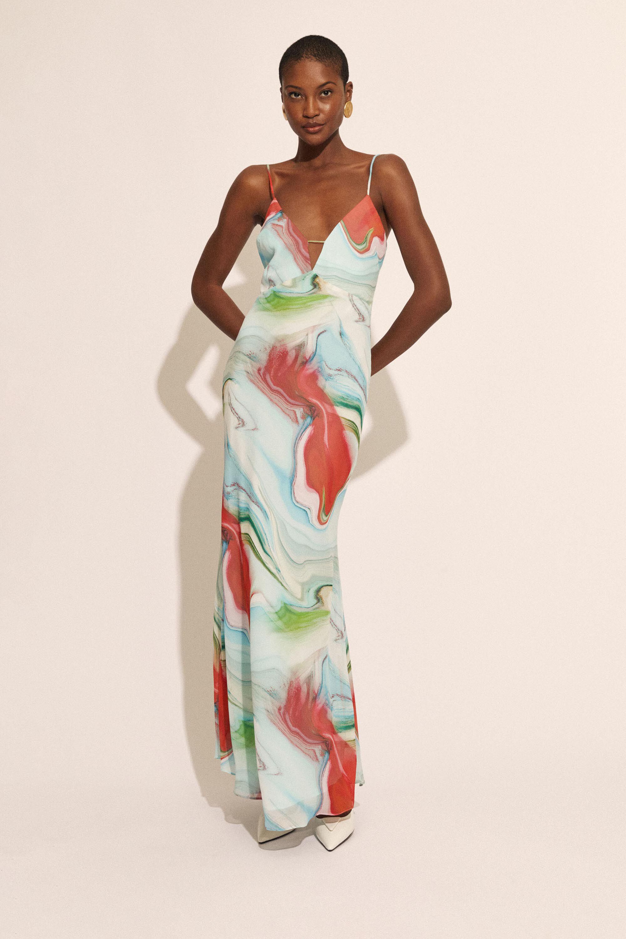 Suri Maxi Slip Dress In Blue Tie Dye | Bardot Suri Maxi Slip Dress In Blue Tie Dye | Bardot