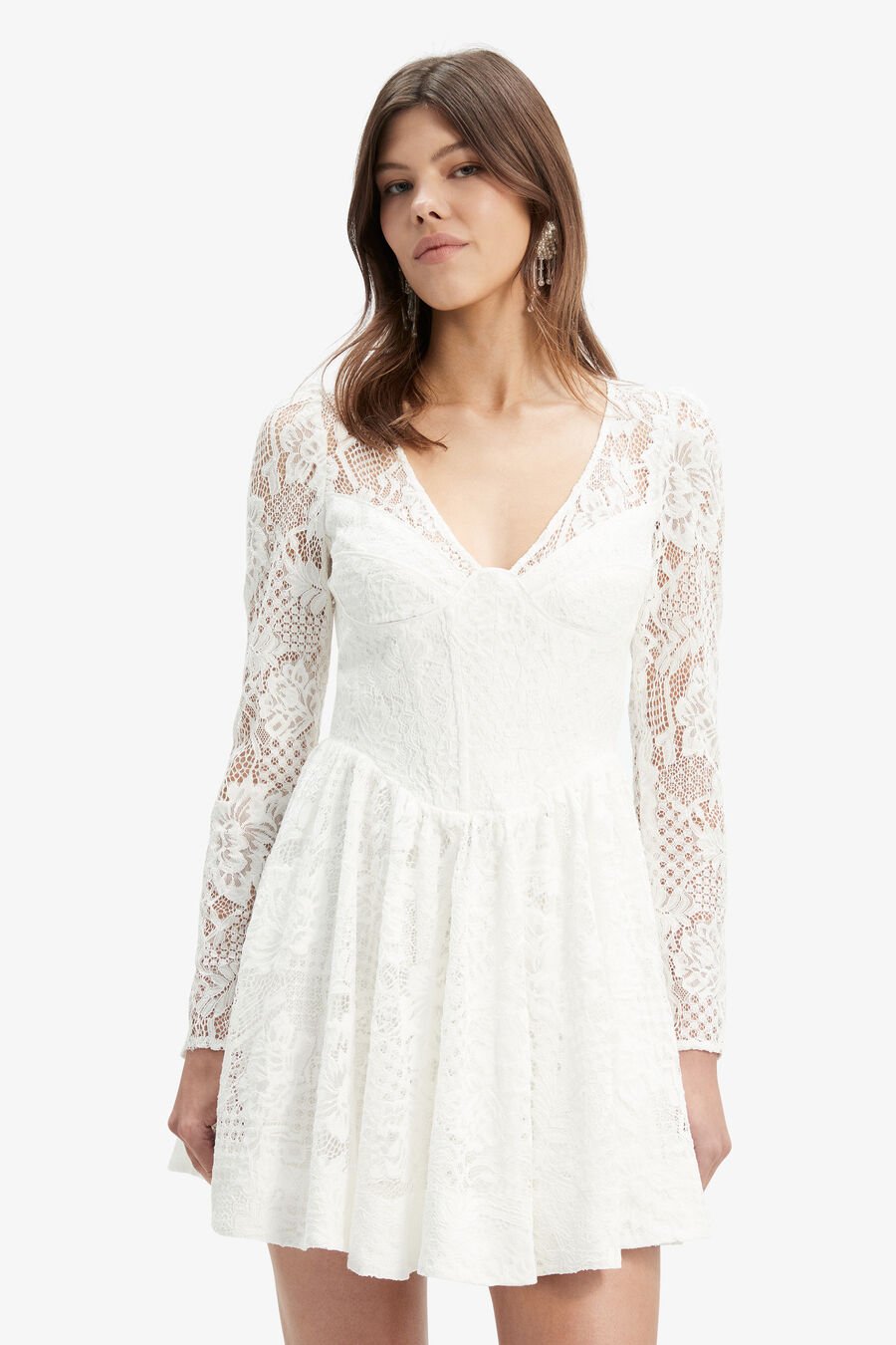 ELLIE LACE CORSET DRESS in colour IVORY