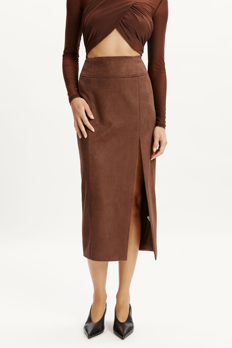 Dante Vegan Suede Midi Skirt