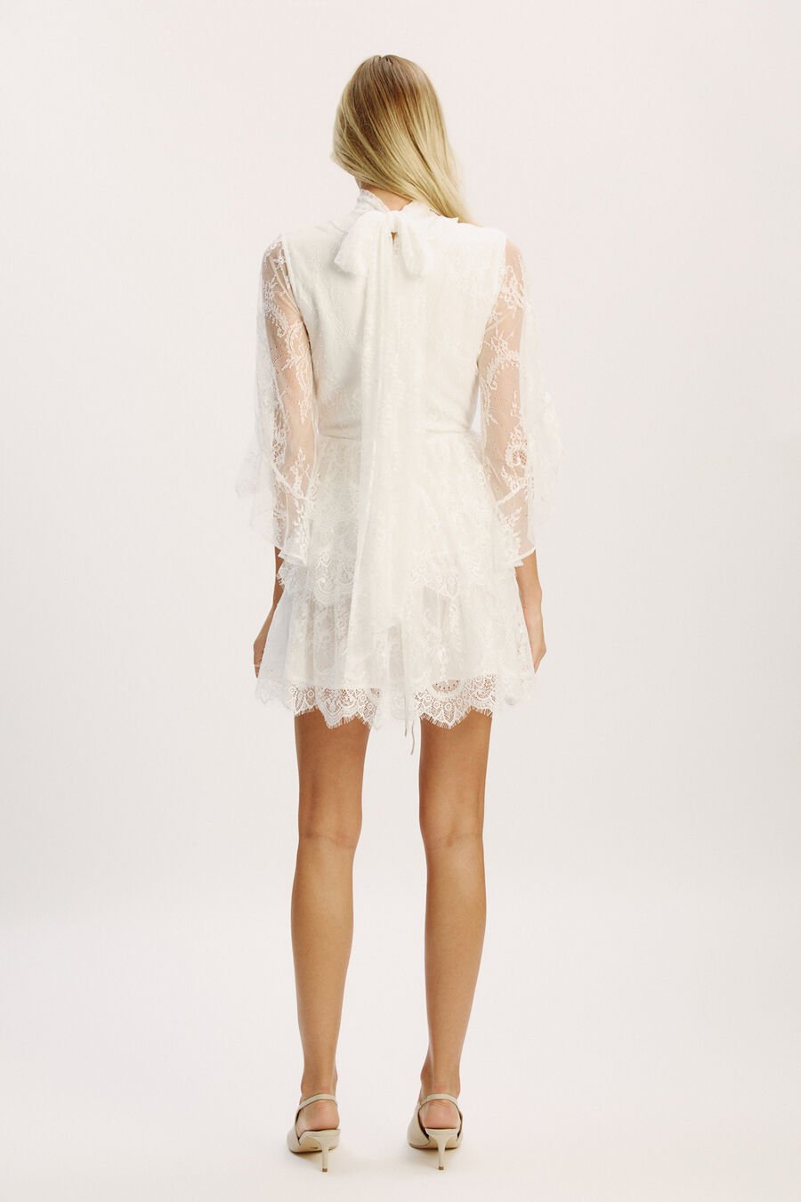 Norah Ruffle Lace Mini Dress