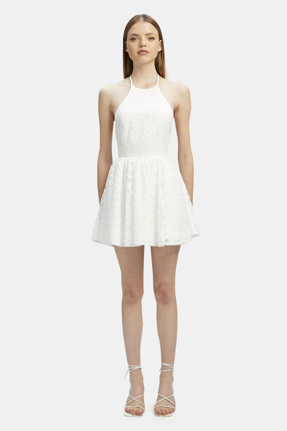 TEO LACE MINI DRESS in colour BRIGHT WHITE