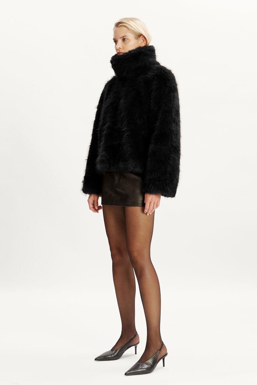 RENATA FAUX FUR JUMPER in colour BLACK