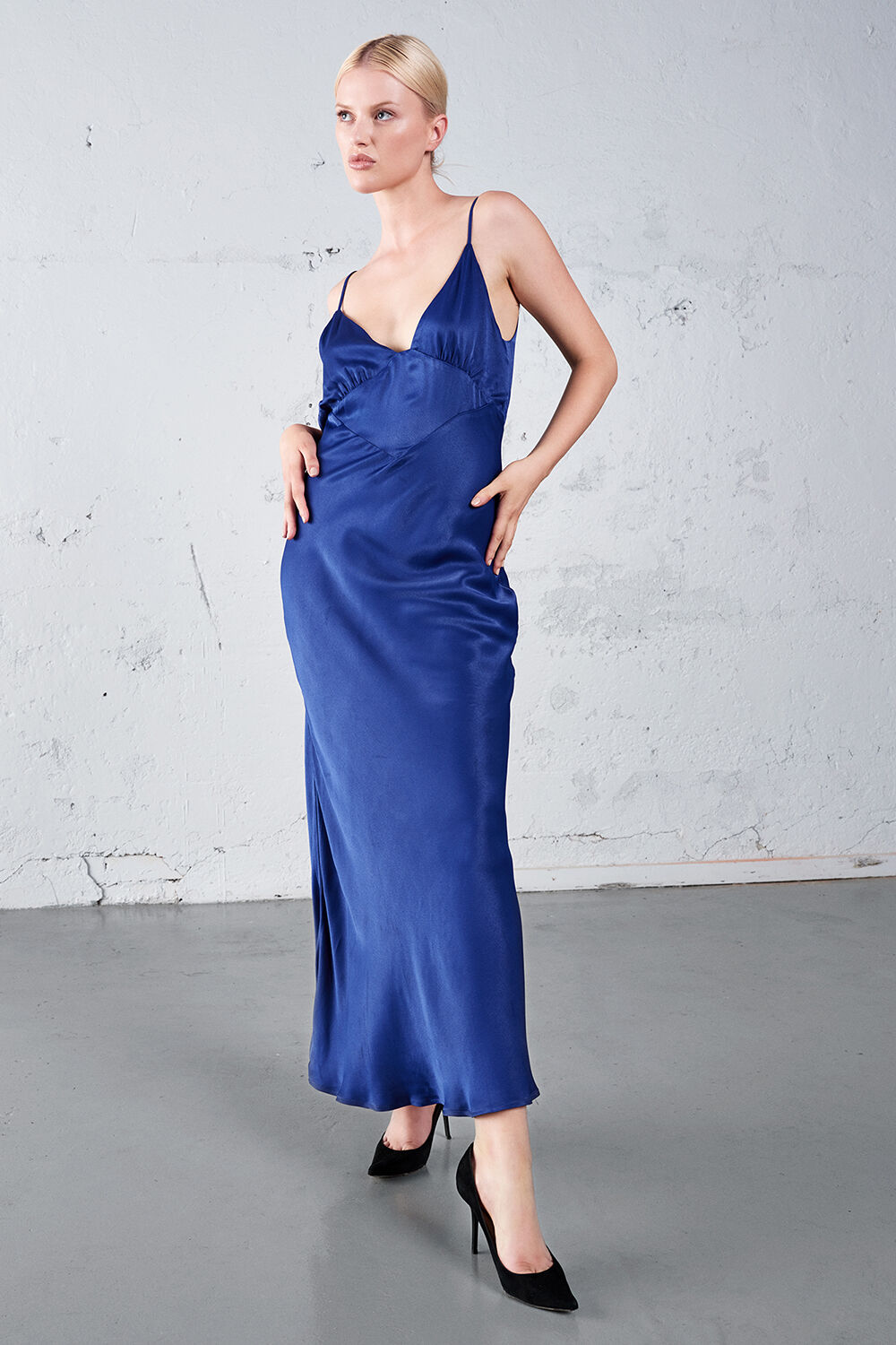 CAPRI SLIP DRESS in colour BRIGHT COBALT