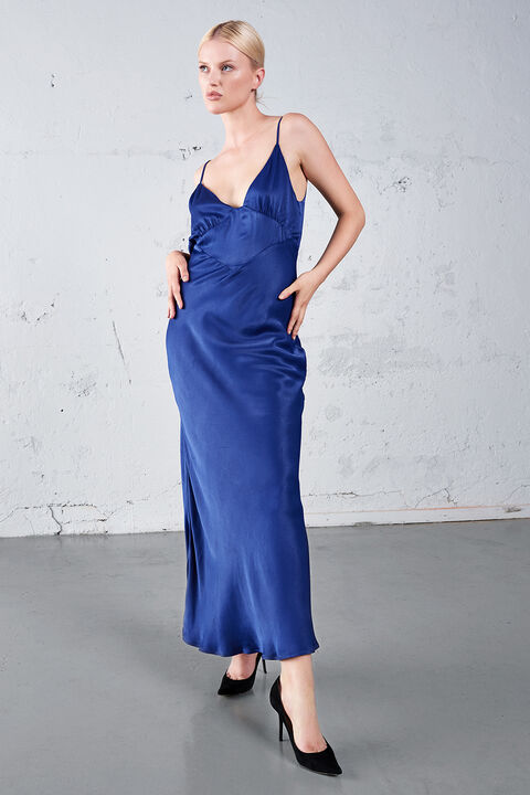 CAPRI SLIP DRESS in colour BRIGHT COBALT