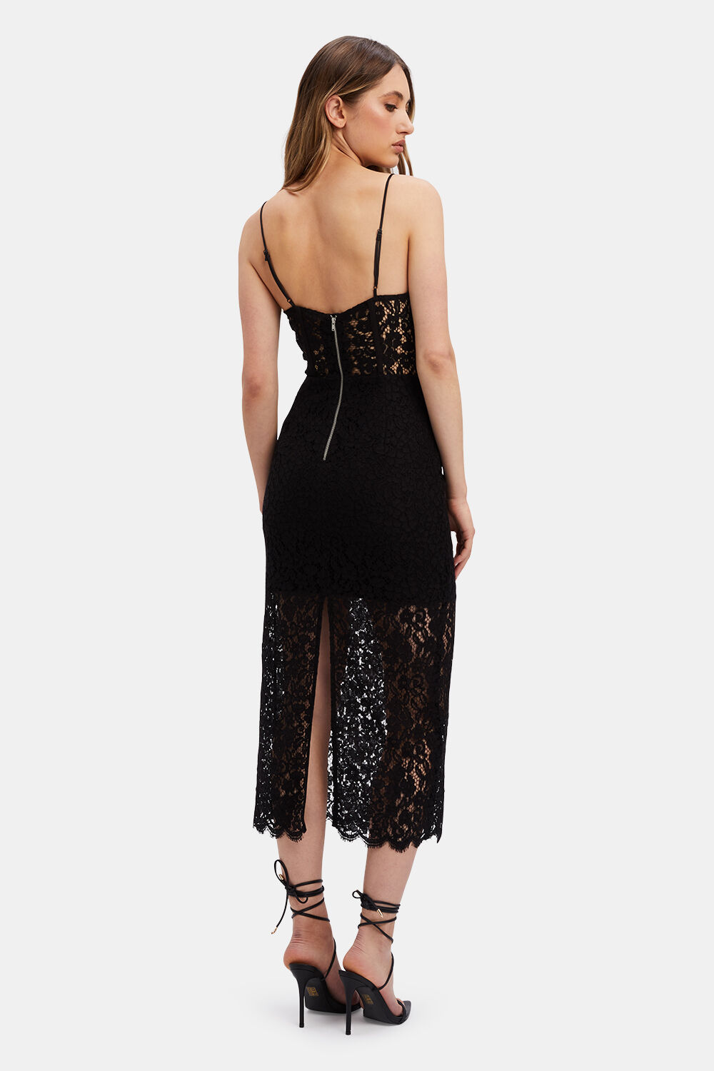 OLINA CORSET MIDI DRESS in colour CAVIAR