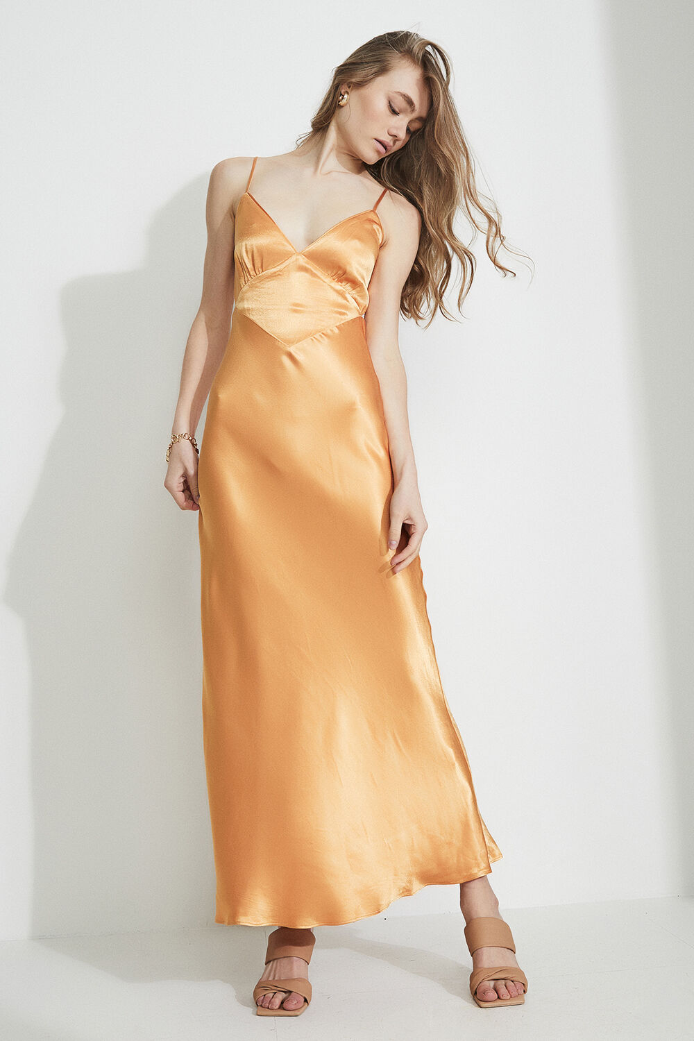 bardot malinda slip dress Rent Yellow Burnt Orange Slip Dress Bardot