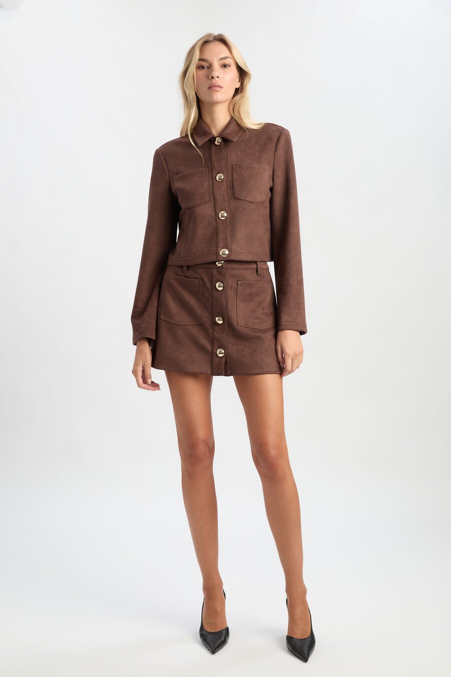LORENZO VEGAN SUEDE SHIRT in colour Chocolate