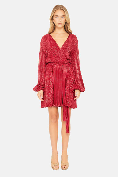 BELLISSA PLEAT DRESS in colour CORDOVAN
