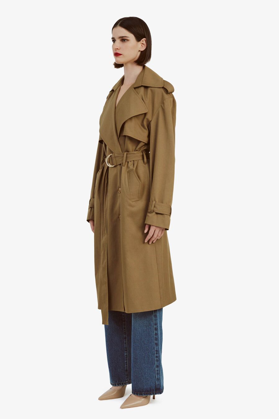 HALLE TRENCH COAT in colour KHAKI