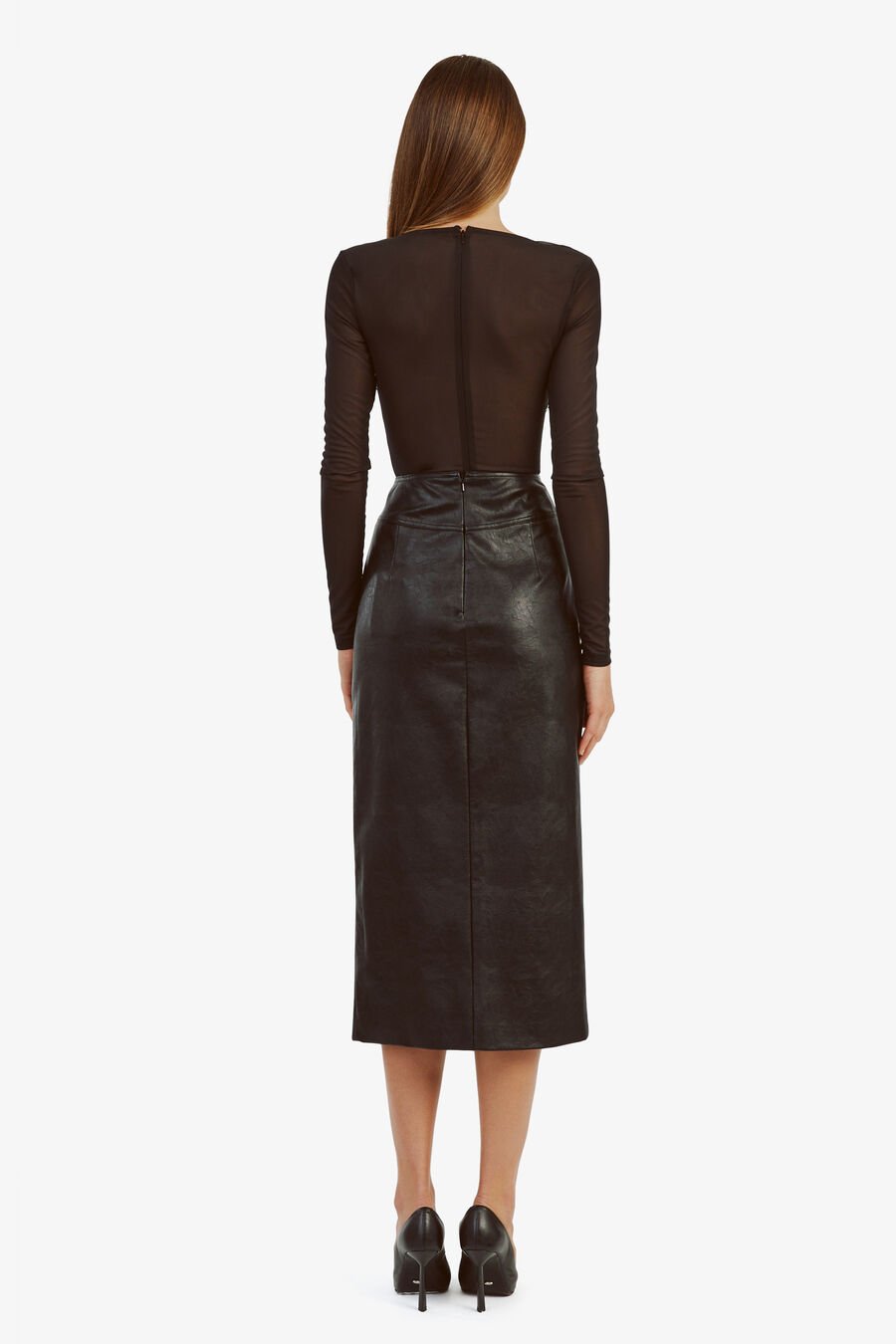 Dante Vegan Leather Midi Skirt