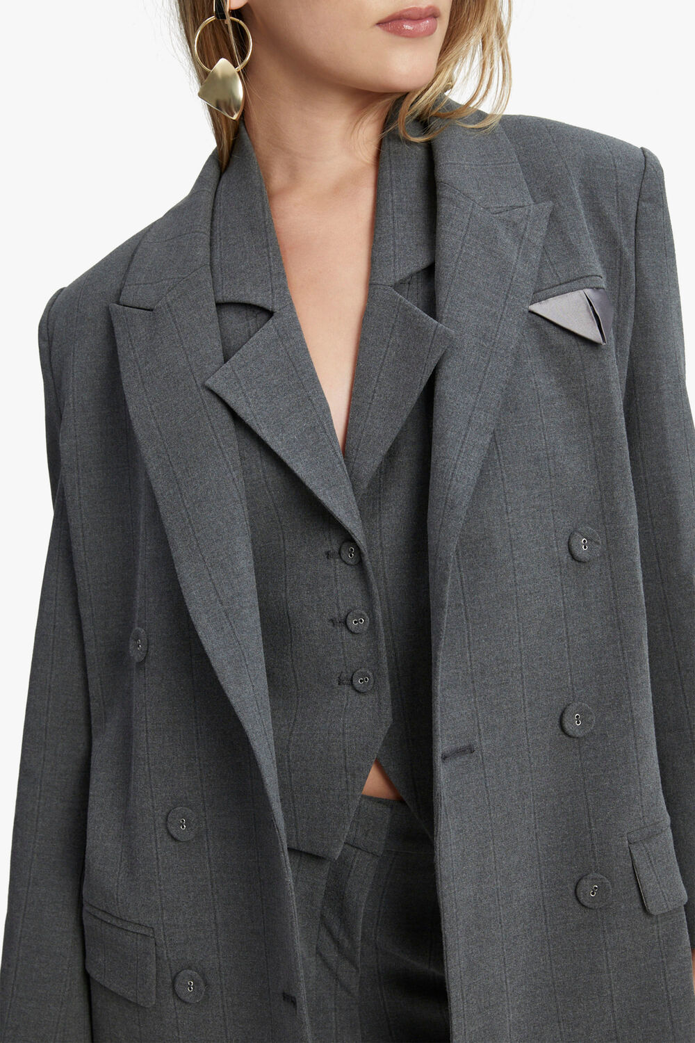 PIN STRIPE CLASSIC BLAZER in colour FROST GRAY