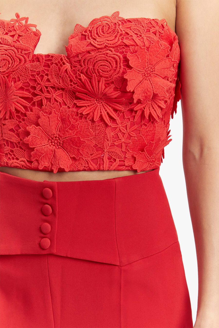 BRIAS LACE BUSTIER in colour FIRE RED