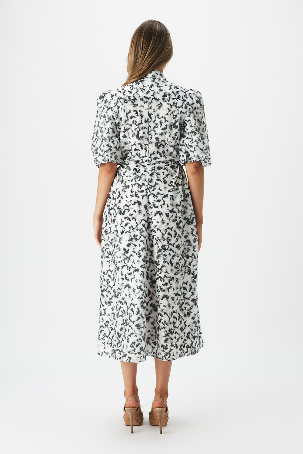 ABSTRACT MIDI SHIRT DRESS in colour ANTHRACITE