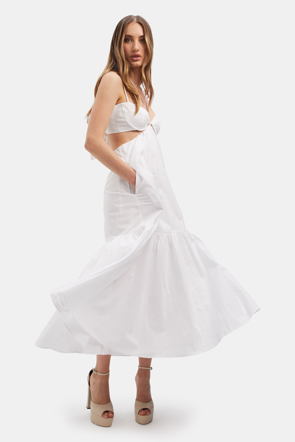 WILLOW MIDI DRESS in colour BRIGHT WHITE
