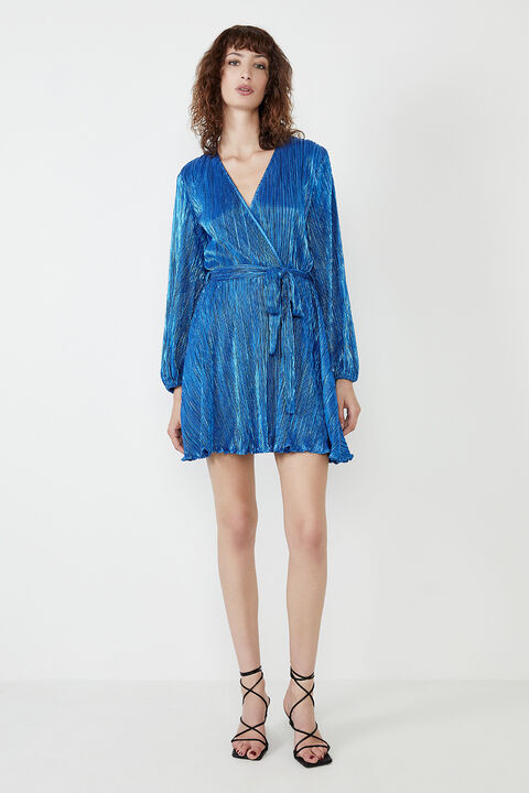 BELLISSA PLEAT DRESS in colour DAZZLING BLUE