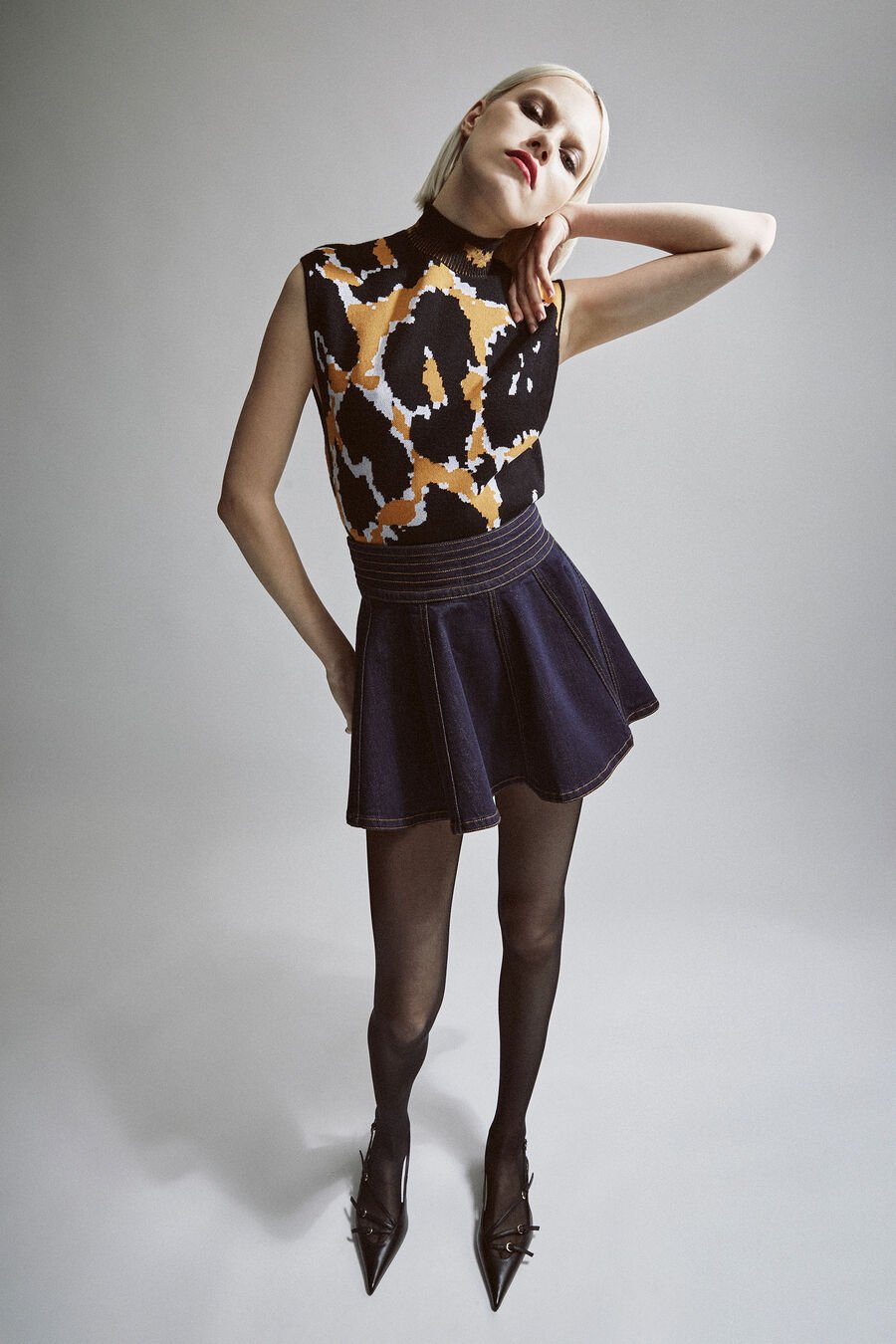 ARUBA DENIM MINI SKIRT in colour DARK