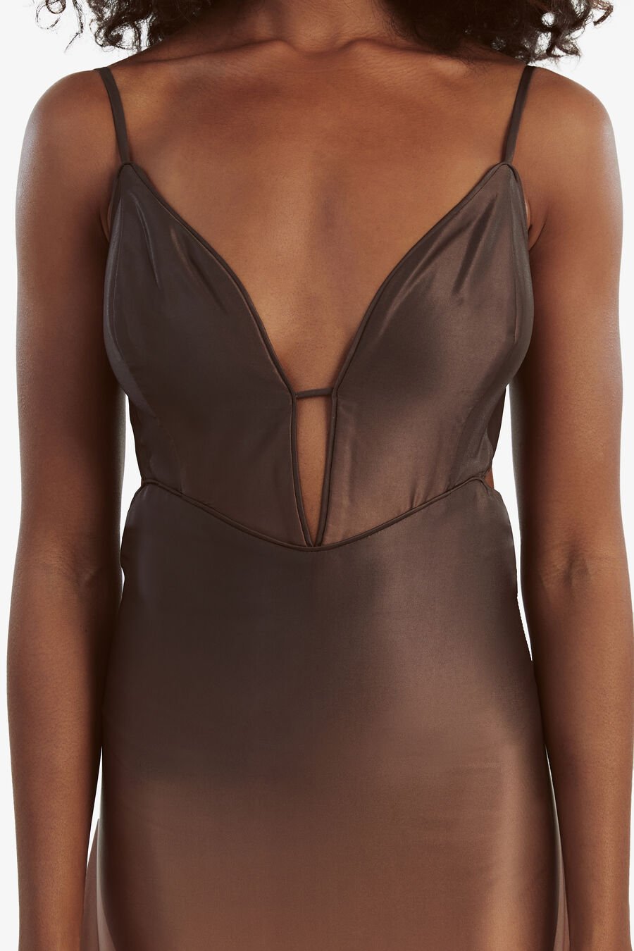 KARLOTTA SLIP DRESS in colour Brown Ombre
