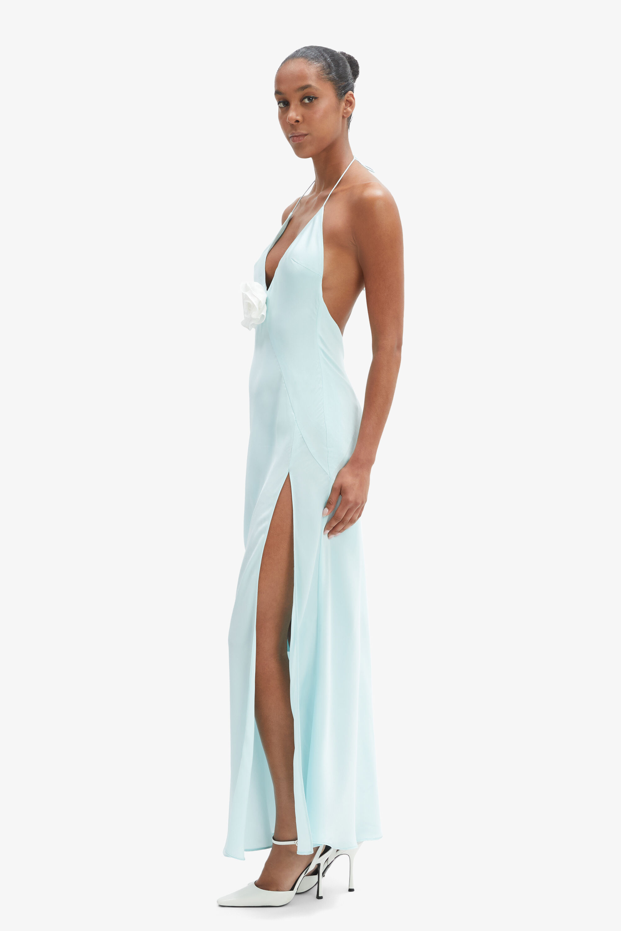 Aradia Halter Dress In Aqua | Bardot