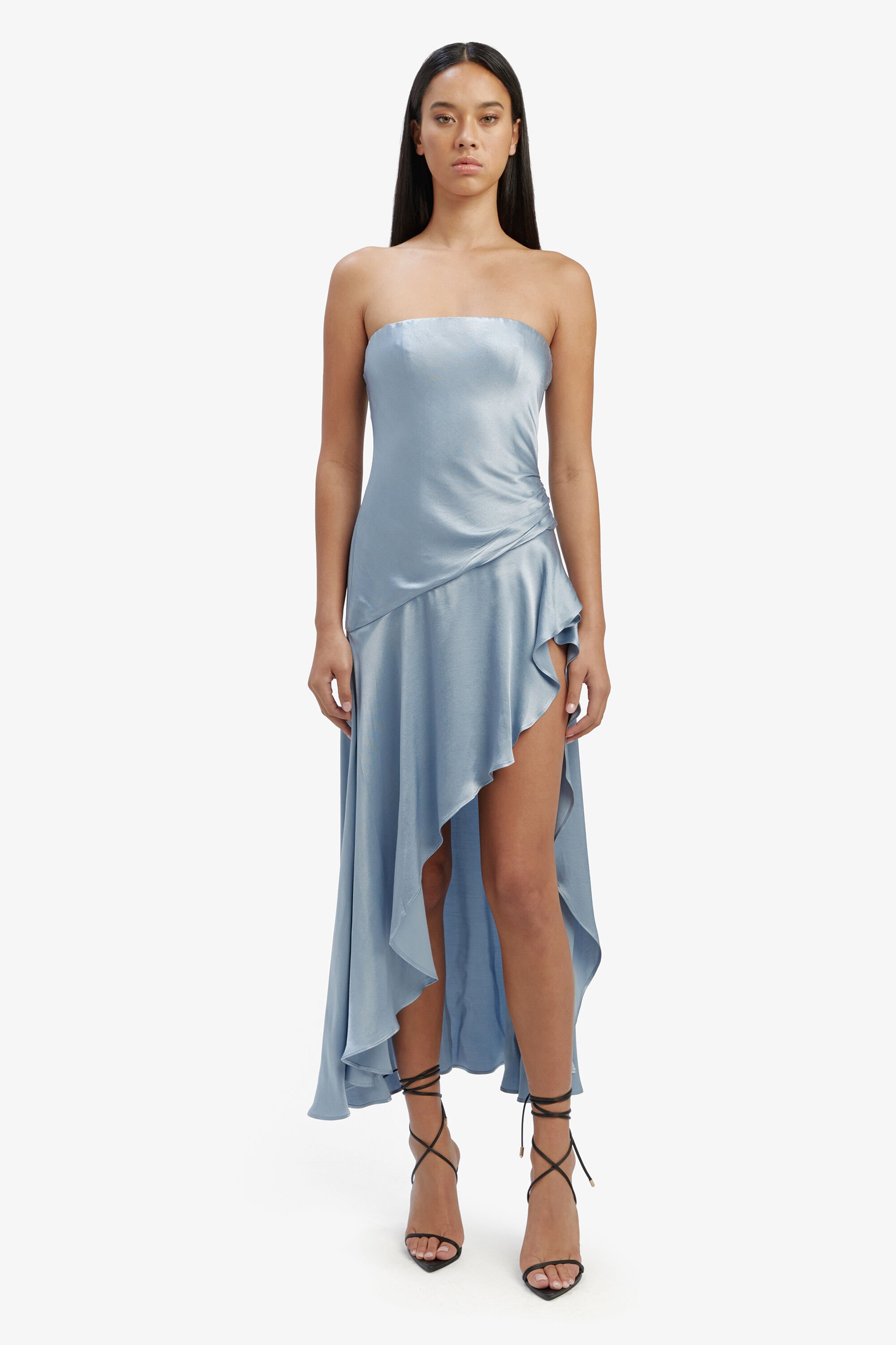 Dusty blue bardot dress clearance