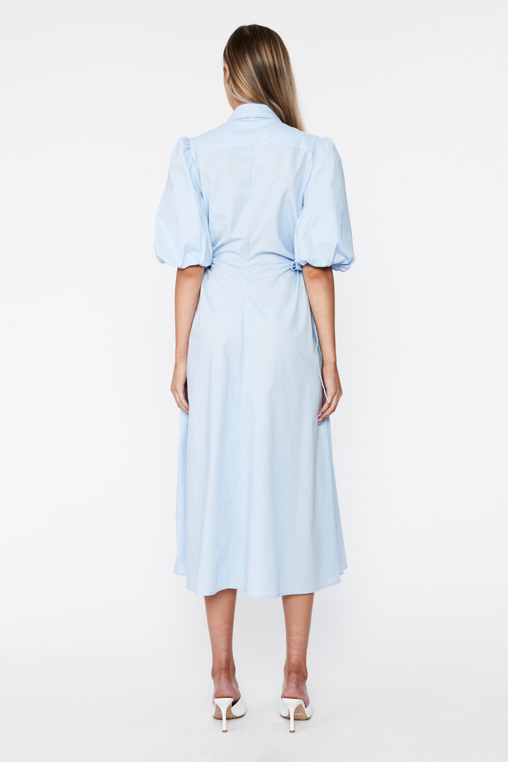 CUT OUT MIDI SHIRT DRESS in colour CERULEAN
