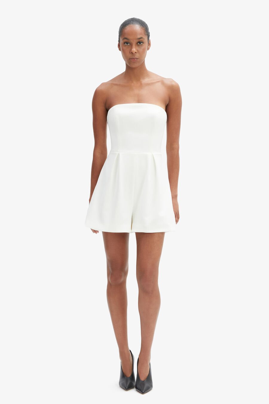 KAROLINE STRAPLESS PLAYSUIT in colour ORCHIDWHT