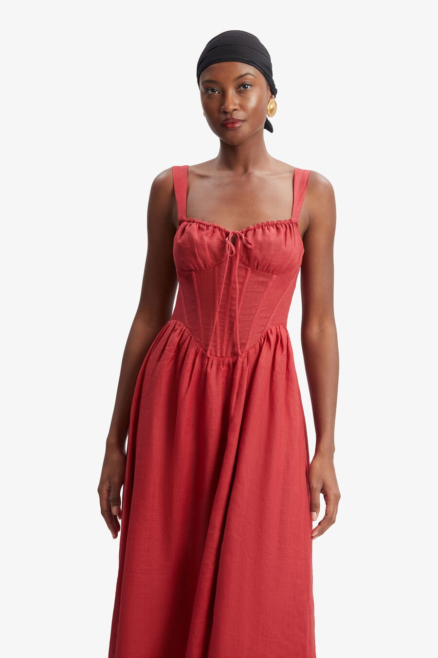 ESRA MIDI DRESS in colour FIRE RED