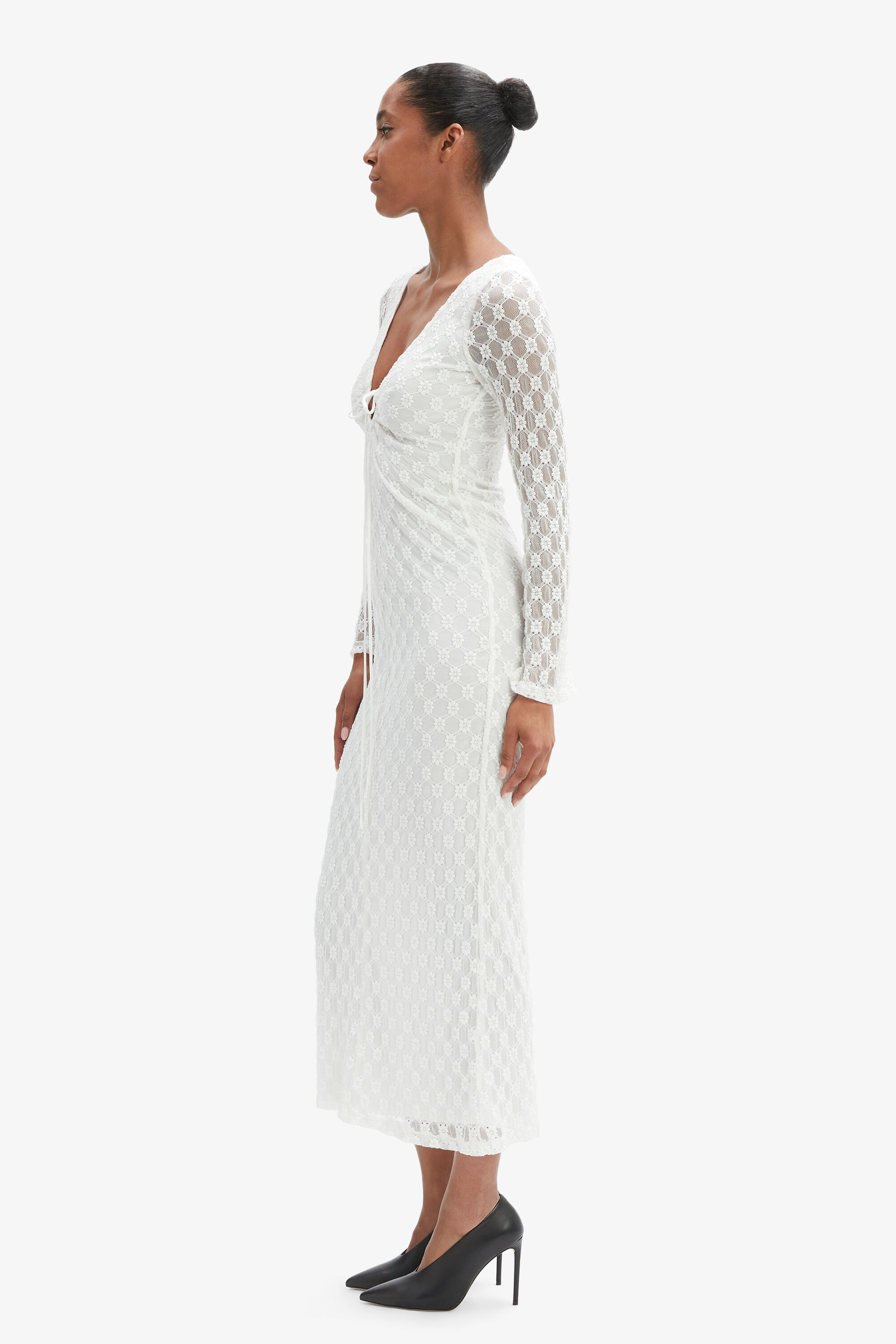 Talika Floral Mesh Maxi Dress In Orchid White | Bardot