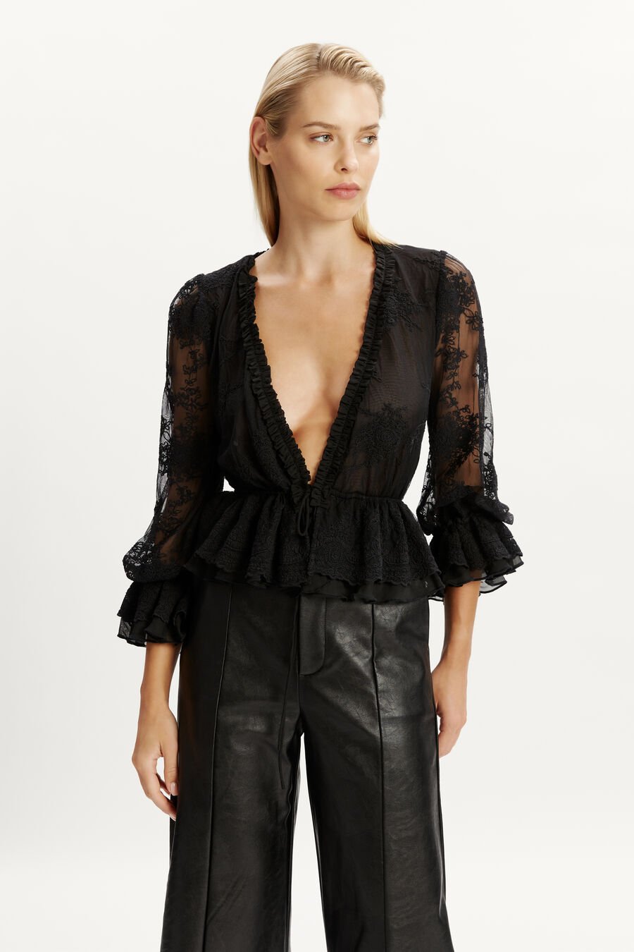 Natoli Embroidered Mesh Blouse