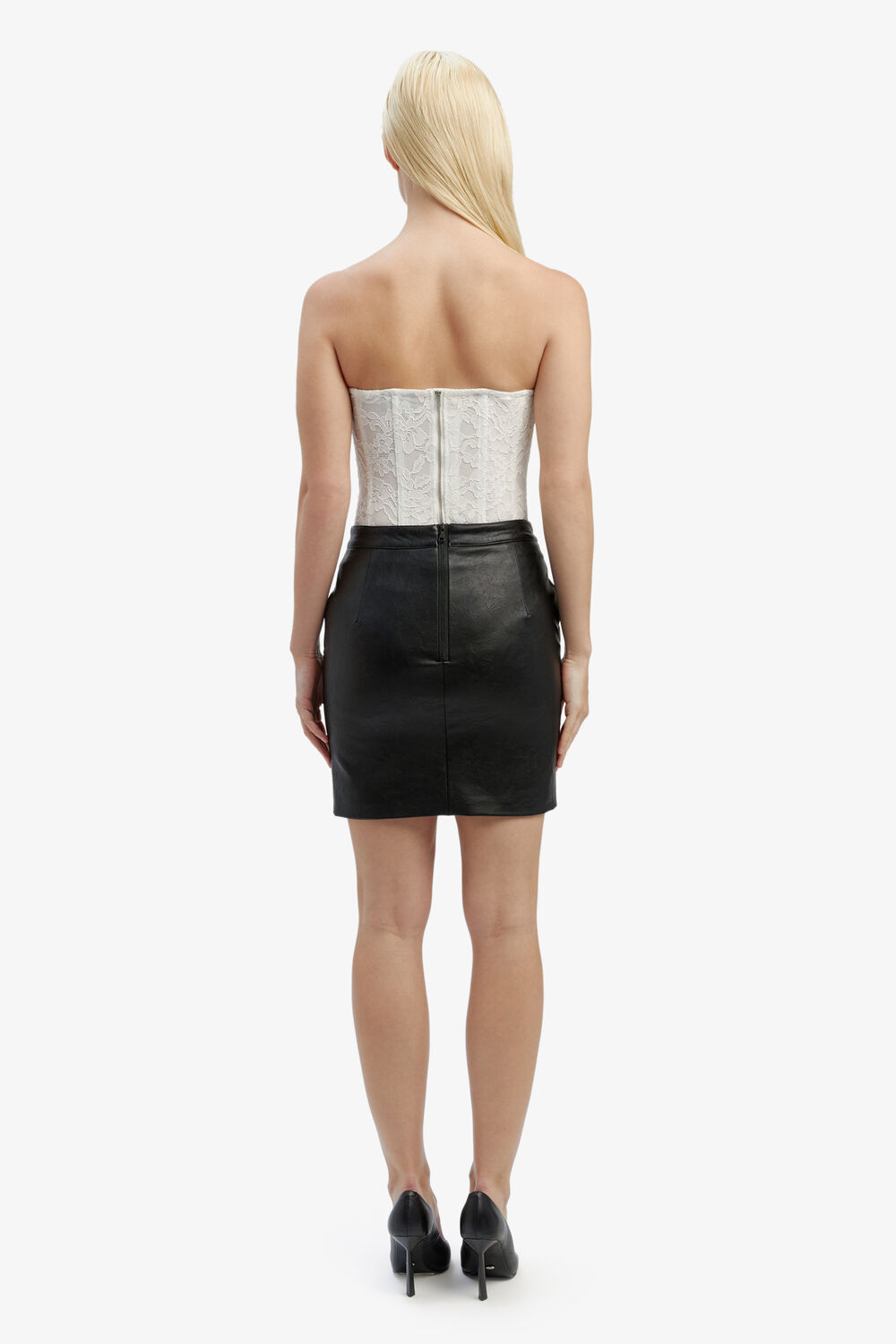 ALEXIS VEGAN LEATHER SKIRT in colour CAVIAR