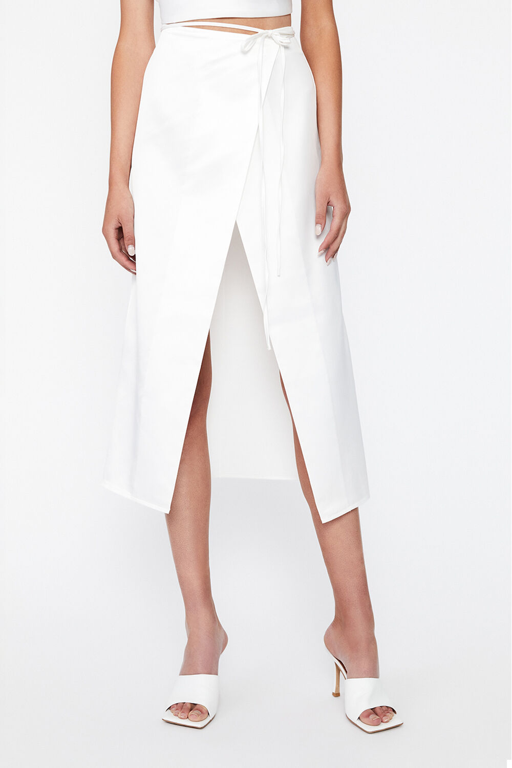 White midi wrap skirt cheap