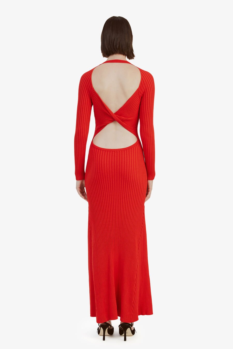 AMARO MAXI KNIT DRESS in colour FIRE RED