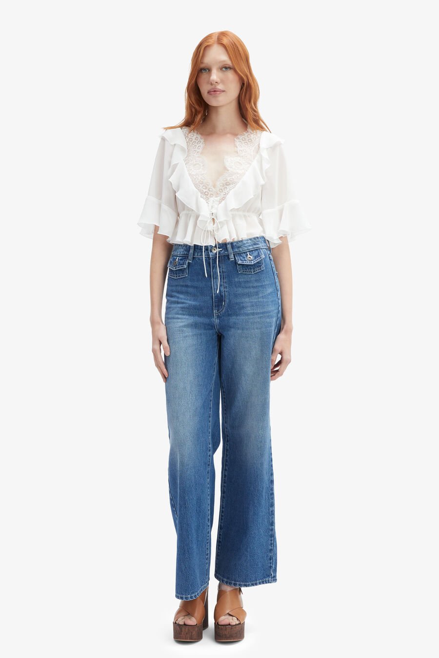 LOUELLE LACE TOP in colour IVORY