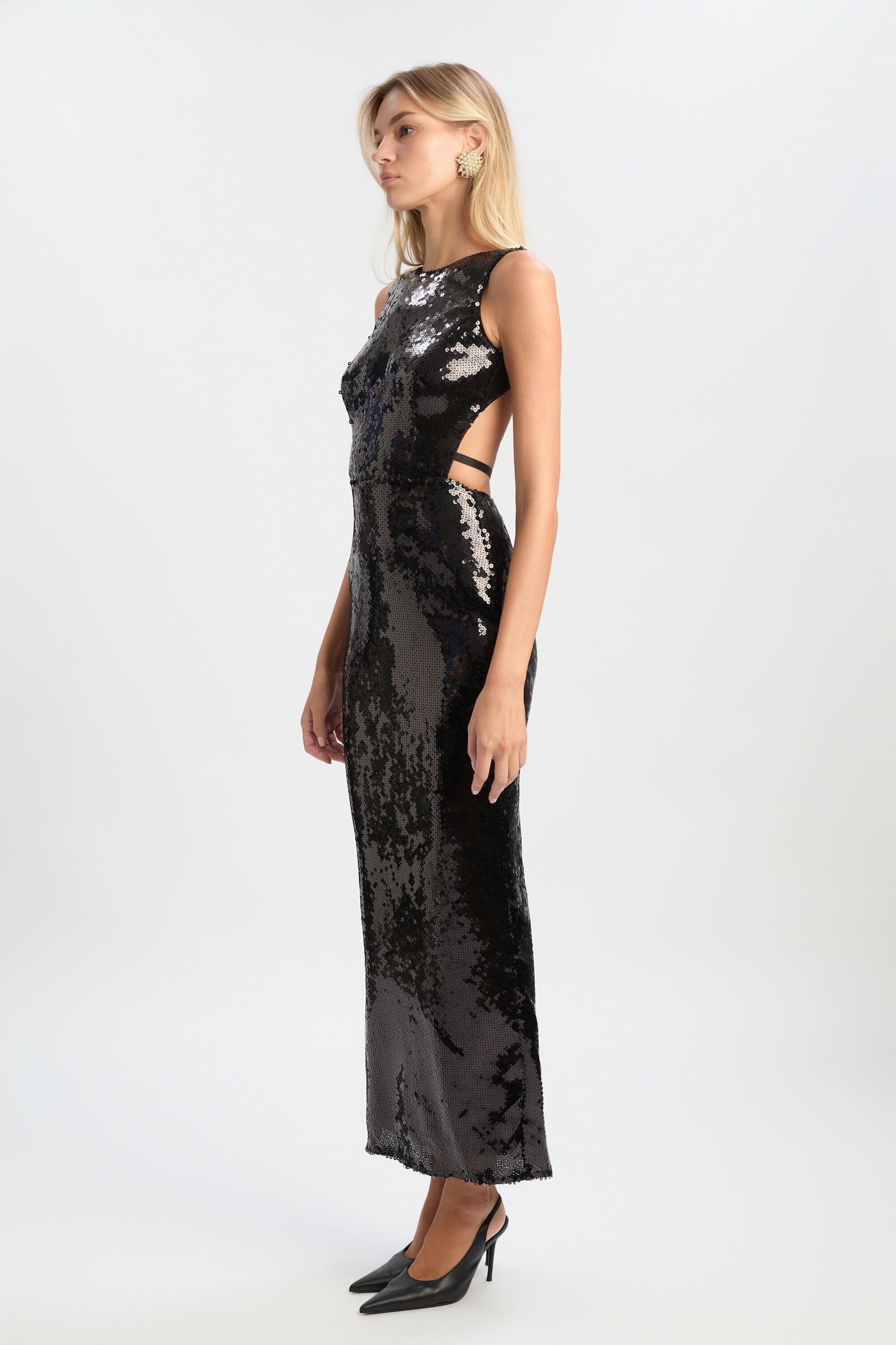 knee length dresses for ladies Bardot Art Deco Maxi Sequin Dress – Bottoms Up Boutique main image 1